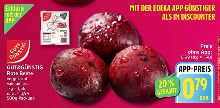 GUT&GÜNSTIG Rote Beete, 500g, vorgekocht, vakuumiert