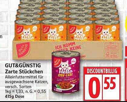 GUT&GÜNSTIG Zarte Stückchen – Alleinfuttermittel für ausgewachsene Katzen