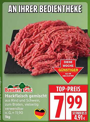 Hackfleisch gemischt aus Rind und Schwein - Bauern Gut