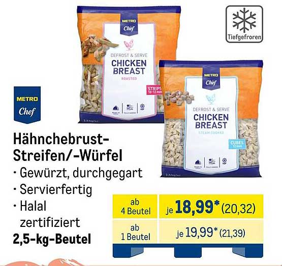 Hähnchenbrust-Streifen/-Würfel 2,5-kg-Beutel