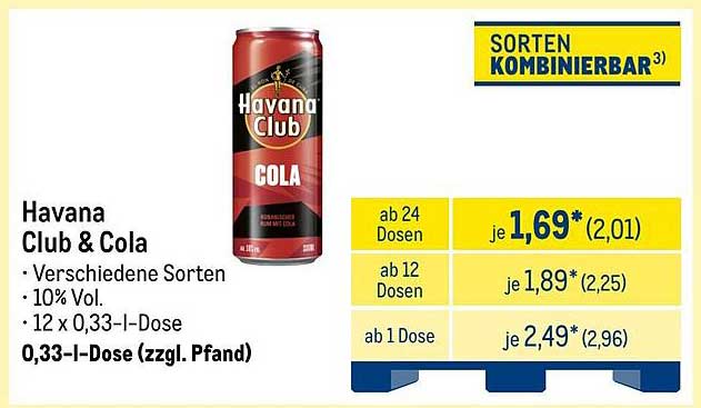Havana Club & Cola 0,33 l Dose - Verschiedene Sorten
