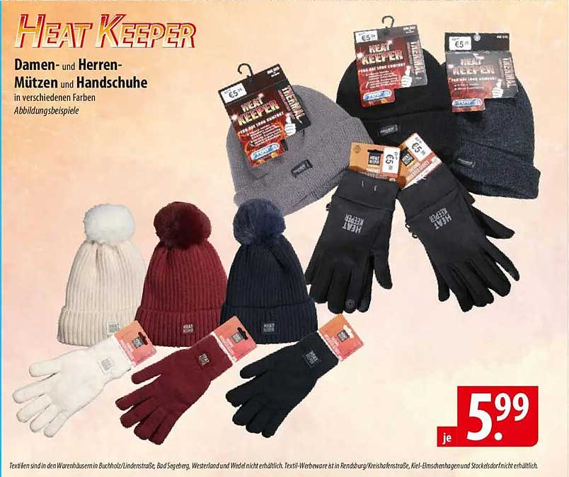 HEAT KEEPER Damen- und Herren-Mützen und Handschuhe