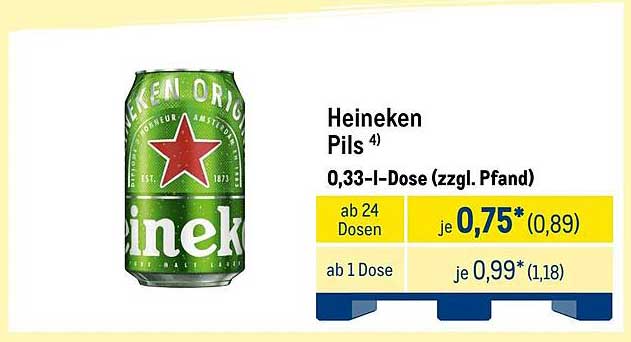 Heineken Pils 0,33-l-Dose (zzgl. Pfand)