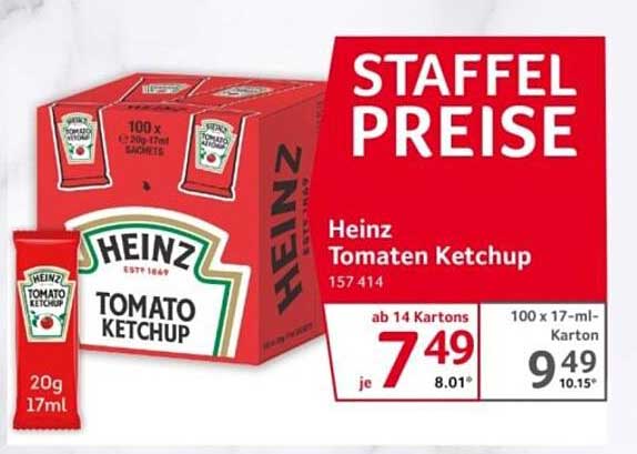 Heinz Tomaten Ketchup – 100 x 17 ml-Sachets