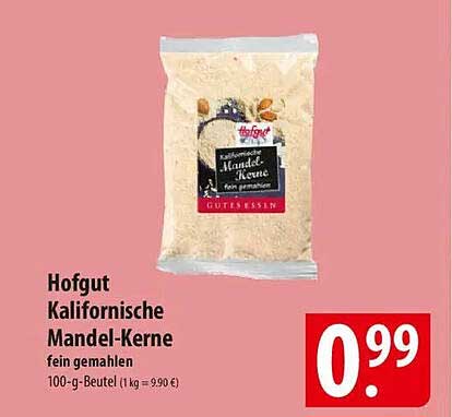Hofgut Kalifornische Mandel-Kerne fein gemahlen