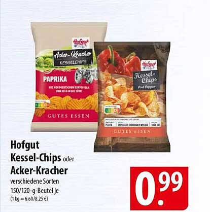 Hofgut Kessel-Chips oder Acker-Kracher - verschiedene Sorten