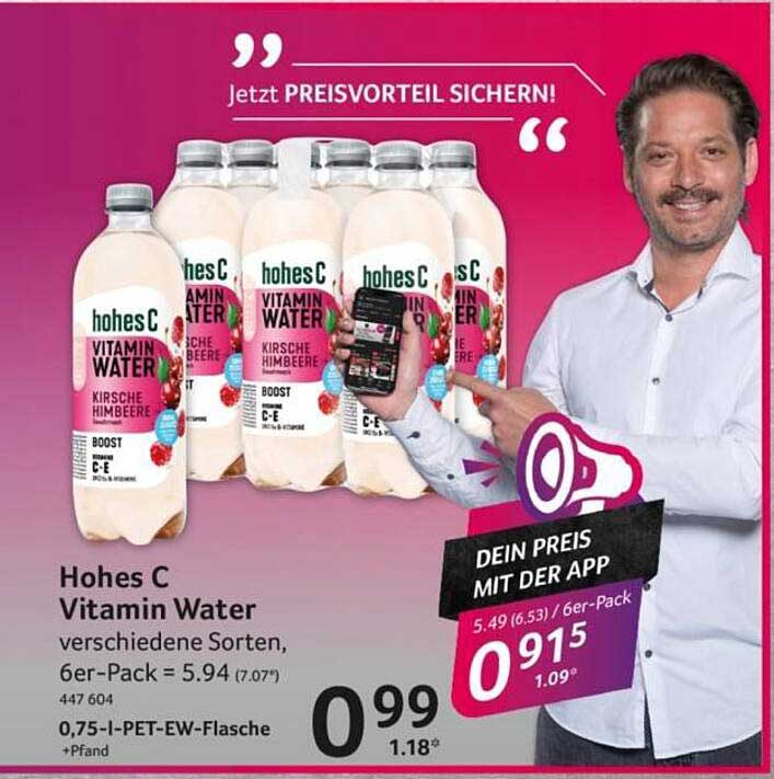 Hohes C Vitamin Water 6er-Pack - Kirsche-Himbeere