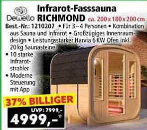 Infrarot-Fasssauna RICHMOND für 3–4 Personen