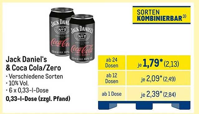 Jack Daniel's & Coca Cola/Zero