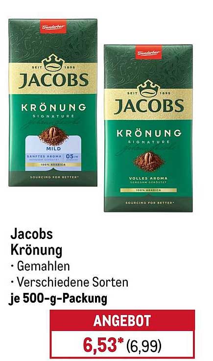 Jacobs Krönung - Gemahlener Kaffee in verschiedenen Sorten je 500-g-Packung