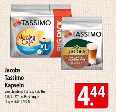 Jacobs Tassimo Kapseln - Verschiedene Sorten