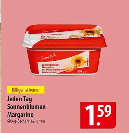 Jeden Tag Sonnenblumen-Margarine 500-g-Becher