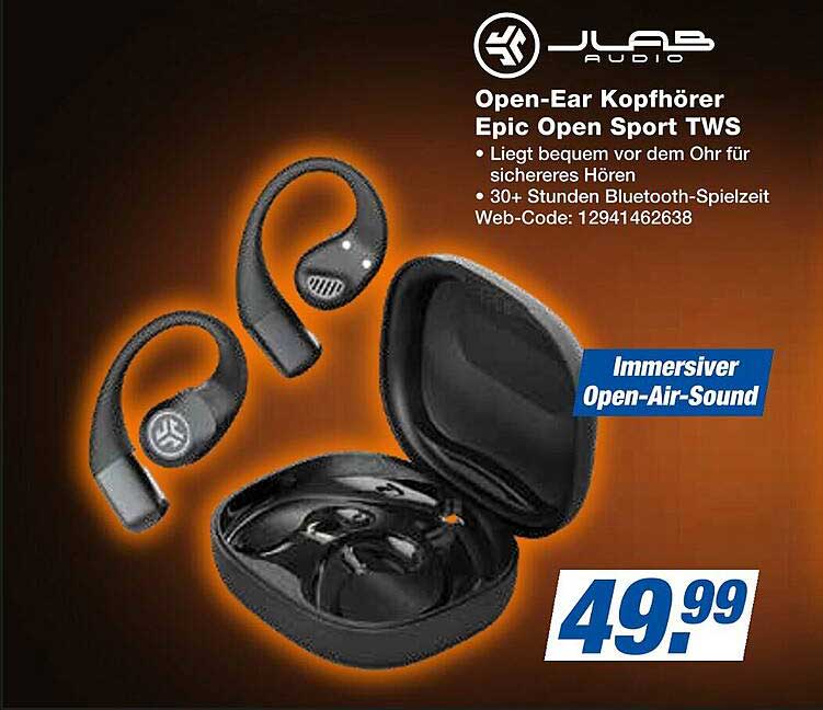 JLAB Audio Open-Ear Kopfhörer Epic Open Sport TWS