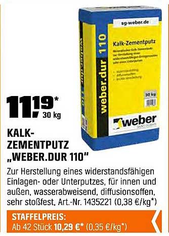 KALK-ZEMENTPUTZ „WEBER.DUR 110“