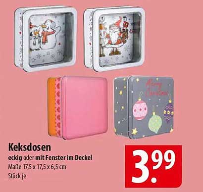 Keksdosen eckig oder mit Fenster im Deckel