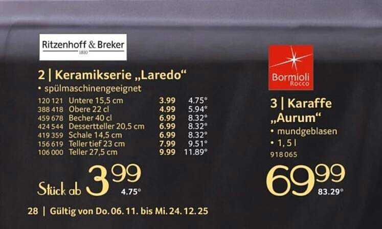 Keramikserie „Laredo“ - Spülmaschinengeeignet