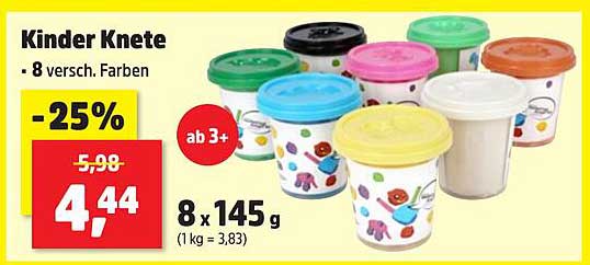 Kinder Knete - 8 verschiedene Farben