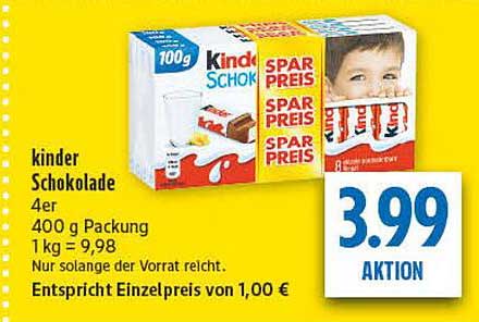 kinder Schokolade 4er Packung (400 g)