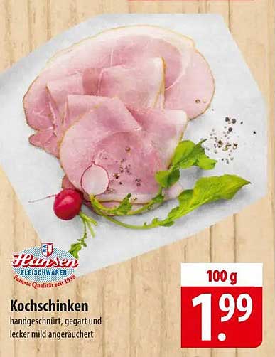 Kochschinken handgeschnürt, gegart und lecker mild ange räuchert