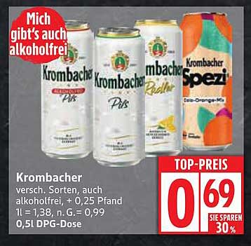 Krombacher in verschiedenen Sorten – auch alkoholfrei