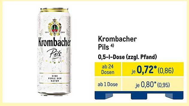 Krombacher Pils 0,5 l-Dose (zzgl. Pfand)