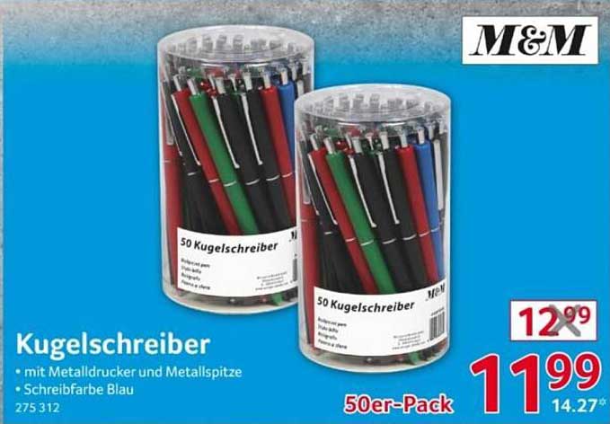 Kugelschreiber 50er-Pack mit Metallspitze