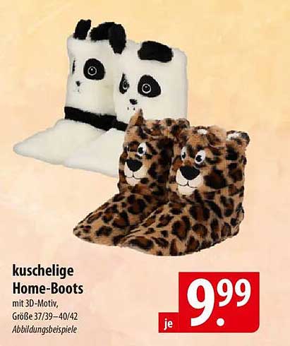 kuschelige Home-Boots mit 3D-Motiv