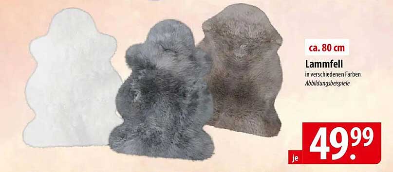 Lammfell in verschiedenen Farben – ca. 80 cm