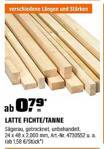 Latte Fichte/Tanne ab 0,79 €