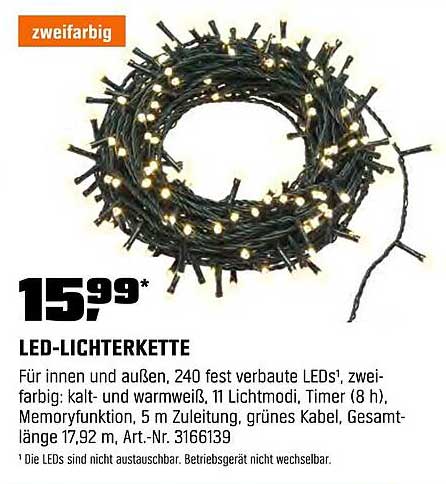 LED-Lichterkette mit 240 fest verbauten LEDs, zwei farbig
