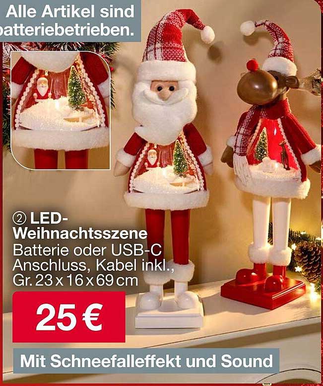 LED-Weihnachtsszene mit schneefall- und Soundeffekt