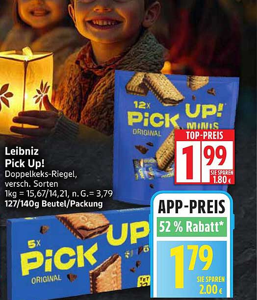 Leibniz Pick Up! Doppelkecks-Riegel, versch. Sorten