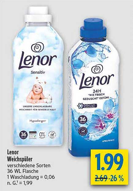 Lenor Weichspüler verschiedene Sorten 36 WL Flasche