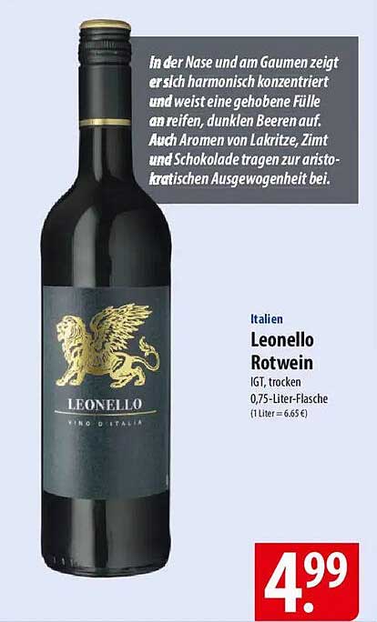 Leonello Rotwein IGT, trocken – 0,75-Liter-Flasche