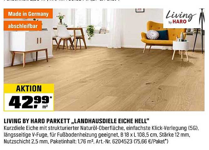 Living by Haro Parkett „Landhausdiele Eiche hell“