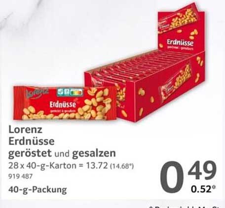 Lorenz Erdnüsse geröstet und gesalzen 40-g-Packung