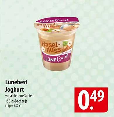 Lünebest Joghurt verschiedene Sorten 150-g-Becher