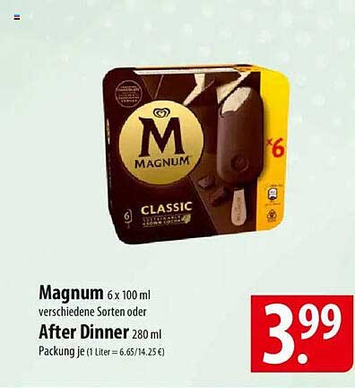 Magnum 6 x 100 ml verschiedene Sorten oder After Dinner 280 ml