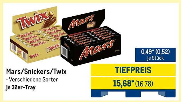 Mars/Snickers/Twix - 32er-Tray für unschlagbaren Tiefpreis