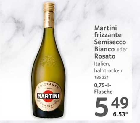 Martini frizzante Semisecco Bianco oder Rosato, 0,75-l-Flasche