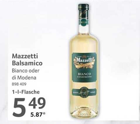 Mazzetti Balsamico Bianco oder di Modena 1-Liter-Flasche