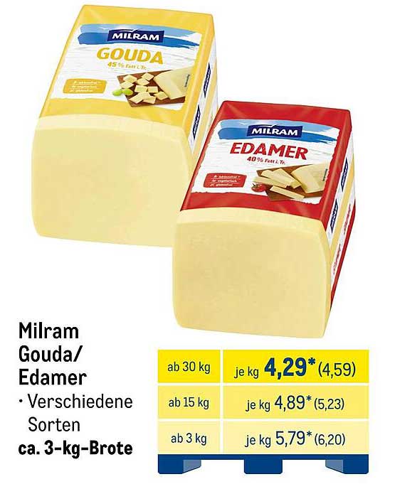 Milram Gouda/Edamer - Verschiedene Sorten