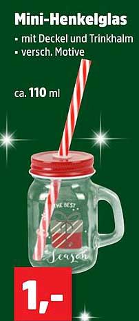 Mini-Henkelglas mit Deckel und Trinkhalm