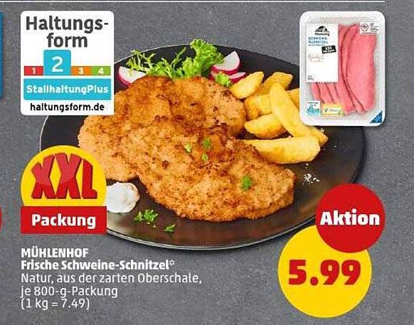 Mühlenhof Frische Schweine-Schnitzel* 800 g - nur 5,99 €