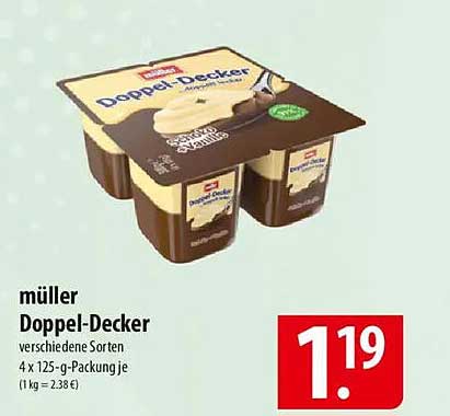 Müller Doppel-Decker, verschiedene Sorten, 4 x 125-g-Packung