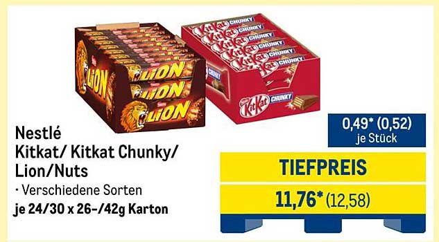 Nestlé Kitkat/KITKAT Chunky/Lion/Nuts - Verschiedene Sorten