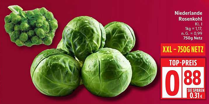 Niederlande Rosenkohl Kl. I - XXL 750g Netz