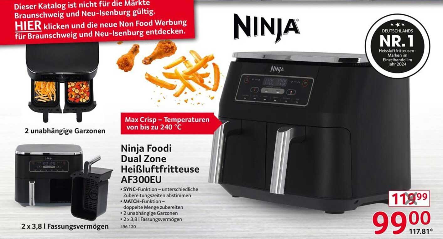 Ninja Foodi Dual Zone Heißluftfritteuse AF300EU