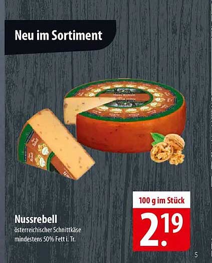 Nussrebell - österreichischer Schnittkäse mindestens 50% Fett i. Tr.