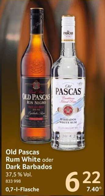 Old Pascas Rum White oder Dark Barbados 0,7 l-Flasche
